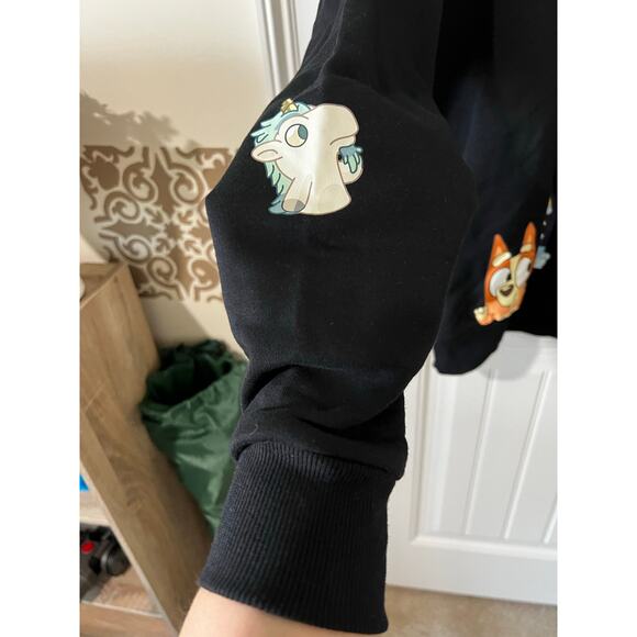 Bluey Adult Unisex M Long Sleeve Sweatshirt Black Dogs Bingo Pom Pom Unicorse - Picture 5 of 15